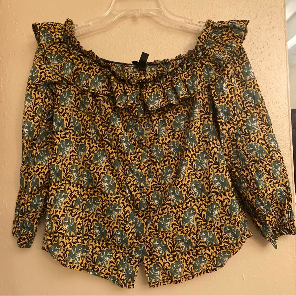 J. Crew Ratti Elephant Print Ruffle Top - Picture 4 of 10